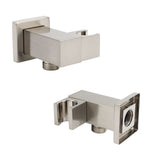 Brushed Nickel Square Bracket Flexible Shower Head Holder Wall Connector 1/2" End Thread | darrahopens.com.au Premium AU Stock