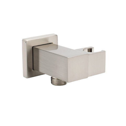 Brushed Nickel Square Bracket Flexible Shower Head Holder Wall Connector 1/2" End Thread | darrahopens.com.au Premium AU Stock