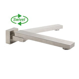 Darrahopens Furniture > Bathroom > Shower Heads & Screens Brushed Nickel Square Stainless Steel Swivel Spout Bathtub Bubble Faucet Outlet