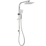 Darrahopens Furniture > Bathroom > Shower Heads & Screens Brushed Nickel Square Twin Shower Set 8" Rain Head 3 Modes Handheld Silding Rail Arm