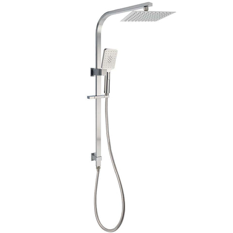 Darrahopens Furniture > Bathroom > Shower Heads & Screens Brushed Nickel Square Twin Shower Set 8" Rain Head 3 Modes Handheld Silding Rail Arm