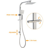 Darrahopens Furniture > Bathroom > Shower Heads & Screens Brushed Nickel Square Twin Shower Set 8" Rain Head 3 Modes Handheld Silding Rail Arm