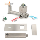 Darrahopens Furniture > Bathroom > Shower Heads & Screens Brushed Nickel Square Wall Mount Basin Mixer Laundry Vanity Tap Spout Faucet Set