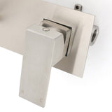 Darrahopens Furniture > Bathroom > Shower Heads & Screens Brushed Nickel Square Wall Mount Basin Mixer Laundry Vanity Tap Spout Faucet Set
