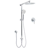 Darrahopens Furniture > Bathroom > Shower Heads & Screens Chrome 10" Round Rain Handheld Daul Shower Head Arm Sliding Rail Wall Mounted Mixer