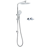 Chrome 250mm Rain Shower Head Round Handheld Sliding Rail Diverter Arm Twin Taps Set | darrahopens.com.au Premium AU Stock