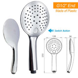 Chrome 9" Plastic Rain Shower Head 3 Modes Handheld Rose Slide Rail Diverter Switch Set | darrahopens.com.au Premium AU Stock