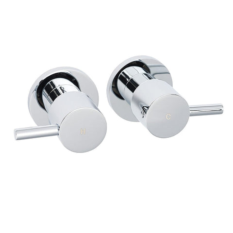 Darrahopens Furniture > Bathroom > Shower Heads & Screens Chrome Brass 1/4 Turn Round Hot Cold Tap Pair Wall Set For Bathroom Shower Vanity Spout