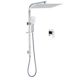 Darrahopens Furniture > Bathroom > Shower Heads & Screens Chrome Dual Square Shower Set 16" Rain Shower Head 3 Function Handheld Rail Arm Mixer