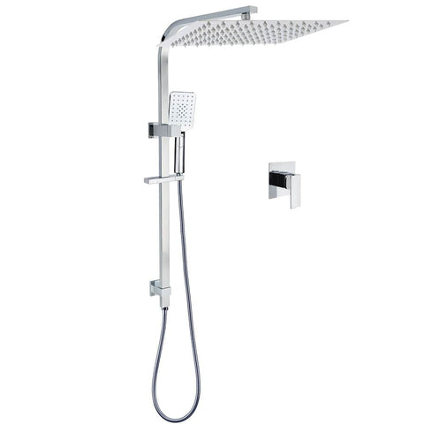 Darrahopens Furniture > Bathroom > Shower Heads & Screens Chrome Dual Square Shower Set 16" Rain Shower Head 3 Function Handheld Rail Arm Mixer