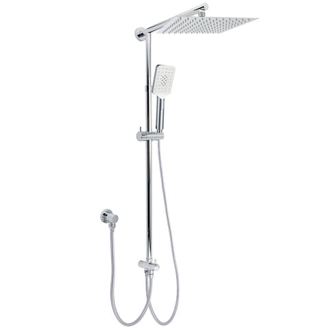 Darrahopens Furniture > Bathroom > Shower Heads & Screens Chrome Square 10" Twin Shower Head Handheld Sliding Rail Set Wall Inlet Diverter