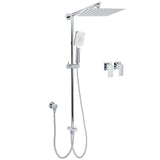 Darrahopens Furniture > Bathroom > Shower Heads & Screens Chrome Square 10" Twin Shower Head Handheld Sliding Rail Set Wall Inlet Diverter Twin Taps