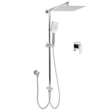 Darrahopens Furniture > Bathroom > Shower Heads & Screens Chrome Square 10" Twin Shower Head Handheld Sliding Rail Set Wall Inlet Elbow With Mixer