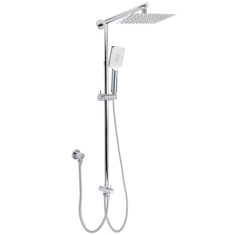 Darrahopens Furniture > Bathroom > Shower Heads & Screens Chrome Square 8" Rain Shower Head 3 Mode Handheld Sliding Rail Arm 2 IN 1 Set Diverter