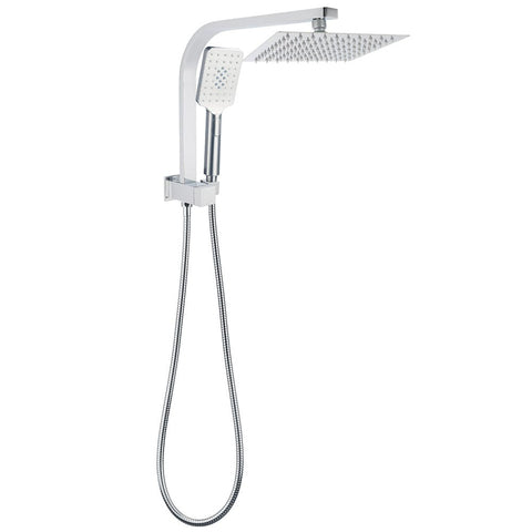 Darrahopens Furniture > Bathroom > Shower Heads & Screens Chrome Square Twin Rain Shower 8" Head 3 Mode Handheld Diverter Wall Arm Set