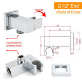 Darrahopens Furniture > Bathroom > Shower Heads & Screens Chrome Square Water Inlet Shower Rose Bracket Swivel Holder Wall Elbow Connector G1/2" Thread