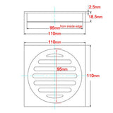 Darrahopens Furniture > Bathroom > Shower Heads & Screens Chrome Stainless Steel 110mm Small Square Shower Grate Floor Drain 95mm Outlet