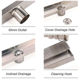 Darrahopens Furniture > Bathroom > Shower Heads & Screens Chrome Stainless Steel Shower Grate 600mm Sword Fence Floor Drain 50mm Outlet