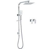 Darrahopens Furniture > Bathroom > Shower Heads & Screens Chrome Twin Square Shower Set 8" Rain Shower Head 3 Function Handheld Rail Arm Taps