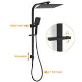 Darrahopens Furniture > Bathroom > Shower Heads & Screens Dual Shower Set Matt Black 12" Rainfall Head 3 Modes Handheld Silding Rail Combo Double Taps