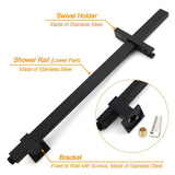 Darrahopens Furniture > Bathroom > Shower Heads & Screens Dual Shower Set Matt Black 12" Rainfall Head 3 Modes Handheld Silding Rail Combo Double Taps