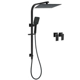 Darrahopens Furniture > Bathroom > Shower Heads & Screens Dual Shower Set Matt Black 12" Rainfall Head 3 Modes Handheld Silding Rail Combo Double Taps