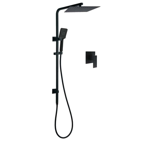 Darrahopens Furniture > Bathroom > Shower Heads & Screens Dual Shower Square Large 12" Rainfall Head 3 Modes Handheld Wall Rail Mixer Matt Black