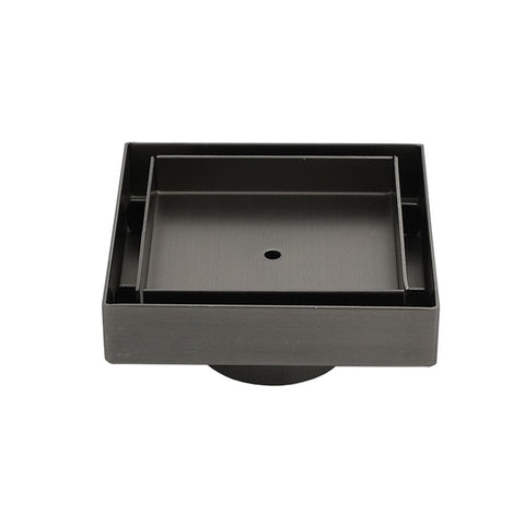 Gun Metal 100mm Square Tile Insert Floor Drain Small Shower Grate 50mm Waste Set | darrahopens.com.au Premium AU Stock