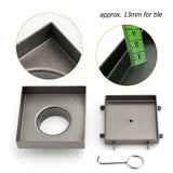Darrahopens Furniture > Bathroom > Shower Heads & Screens Gun Metal 100mm Square Tile Insert Floor Drain Small Shower Grate 50mm Waste Set