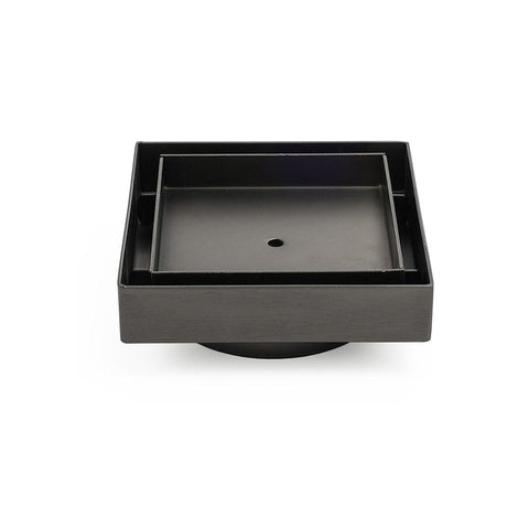Darrahopens Furniture > Bathroom > Shower Heads & Screens Gun Metal 100x100mm Square Tile Insert Floor Drain Small Shower Grate 80mm Waste