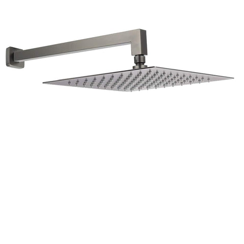 Gun Metal 12" Square Large Rainfall Shower Head 400mm Straight Wall Mounted Arm Set | darrahopens.com.au Premium AU Stock