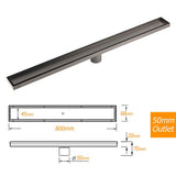 Darrahopens Furniture > Bathroom > Shower Heads & Screens Gun Metal 304 SUS 900mm Tile Insert Linear Shower Grate Floor Drain 50mm Waste