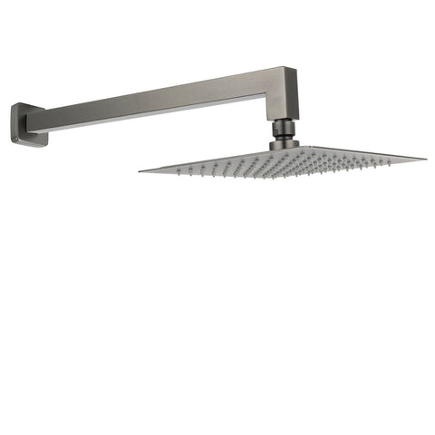 Gun Metal 8" Square Large Rainfall Shower Head 400mm Straight Wall Mounted Arm Set | darrahopens.com.au Premium AU Stock