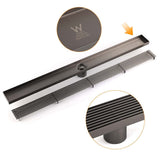 Darrahopens Furniture > Bathroom > Shower Heads & Screens Gun Metal 900mm Strip Fence Linear Shower Grate Floor Drain 50mm Central Waste