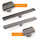 Darrahopens Furniture > Bathroom > Shower Heads & Screens Gun Metal Bathroom Tile Insert 800mm Linear Shower Grate Floor Drain 50mm Waste