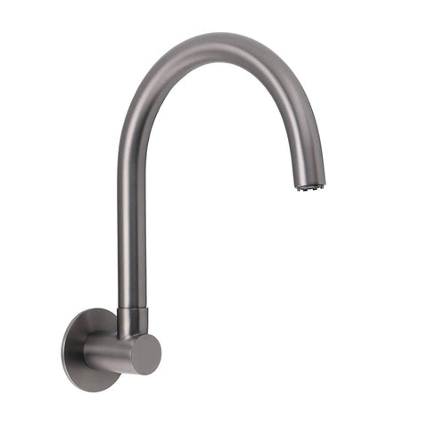Darrahopens Furniture > Bathroom > Shower Heads & Screens Gun Metal Bathroom Tub Filler Round Gooseneck Arm Faucet Water Outlet Wall Spout