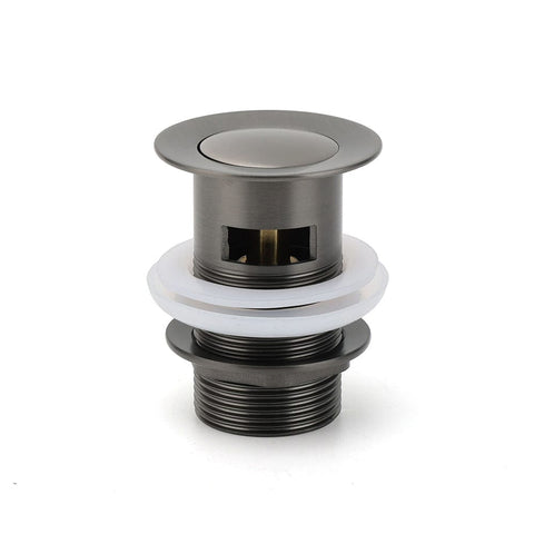 Darrahopens Furniture > Bathroom > Shower Heads & Screens Gun Metal Brass 32mm Push Pop Up Plug Overflow Basin Sink Drain Outlet Waste Kit