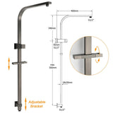 Darrahopens Furniture > Bathroom > Shower Heads & Screens Gun Metal Double Square Shower Head Set 10" Rain Handheld Sliding Rail Diverter