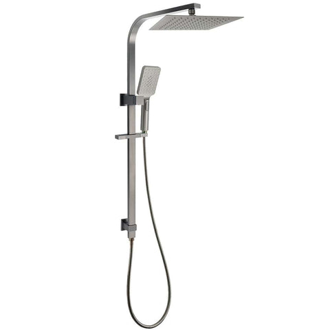 Darrahopens Furniture > Bathroom > Shower Heads & Screens Gun Metal Double Square Shower Head Set 10" Rain Handheld Sliding Rail Diverter