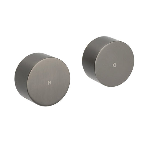 Darrahopens Furniture > Bathroom > Shower Heads & Screens Gun Metal Grey 1/4 Turn Round Hot Cold Tap Wall Set Shower Vanity Spout Switch