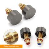 Darrahopens Furniture > Bathroom > Shower Heads & Screens Gun Metal Grey 1/4 Turn Round Hot Cold Tap Wall Set Shower Vanity Spout Switch