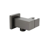 Darrahopens Furniture > Bathroom > Shower Heads & Screens Gun Metal Grey Square Shower Head Holder Bracket Inlet Elbow Water Connector Kit