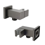 Darrahopens Furniture > Bathroom > Shower Heads & Screens Gun Metal Grey Square Shower Head Holder Bracket Inlet Elbow Water Connector Kit