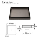 Darrahopens Furniture > Bathroom > Shower Heads & Screens Gun Metal Large Square 200x200mm Tile Insert Floor Drain Shower Grate 80mm Waste