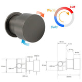 Darrahopens Furniture > Bathroom > Shower Heads & Screens Gun Metal Round 1/4 Knob Handle Wall Mounted Shower Hot Cold Water Mixer Tap Kit