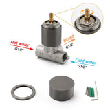 Darrahopens Furniture > Bathroom > Shower Heads & Screens Gun Metal Round 1/4 Knob Handle Wall Mounted Shower Hot Cold Water Mixer Tap Kit