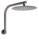 Gun Metal Round 10" Rainfall Shower Head + High Rise Gooseneck Wall Arm Bath Set | darrahopens.com.au Premium AU Stock