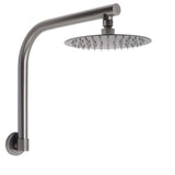 Gun Metal Round 8" Rainfall Shower Head + High Rise Gooseneck Wall Arm Bath Set | darrahopens.com.au Premium AU Stock