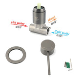 Darrahopens Furniture > Bathroom > Shower Heads & Screens Gun Metal Round Small Face Wall Shower Mixer Hot Cold Bath Tap Valve Cartridge