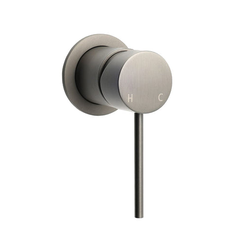 Darrahopens Furniture > Bathroom > Shower Heads & Screens Gun Metal Round Small Face Wall Shower Mixer Hot Cold Bath Tap Valve Cartridge